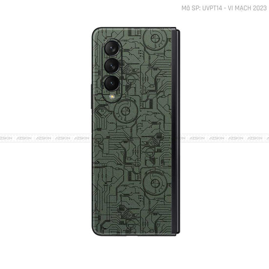 Dán Skin Galaxy Z Fold 6 Vân Nổi Vi Mạch 2023 Xanh | UVPT14