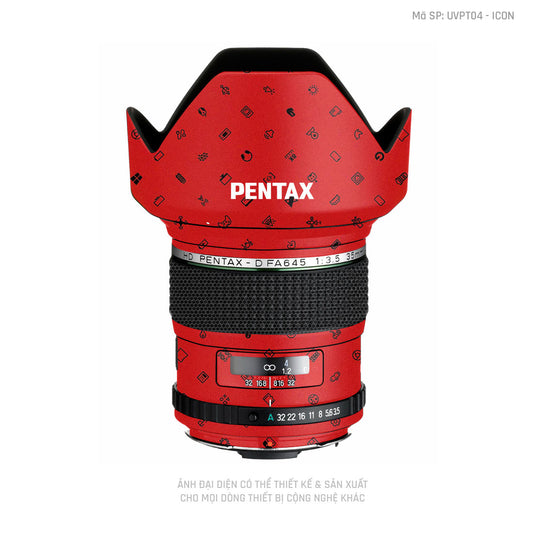 Dán Skin Ống Kính Pentax Vân Nổi Pattern ICon Đỏ | UVPT04