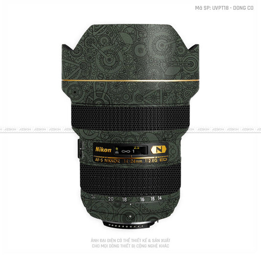 Dán Skin Ống Kính Nikon Vân Nổi Động Cơ Xanh | UVPT18