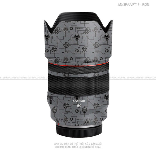 Dán Skin Ống Kính Canon Vân Nổi Pattern IRonman Xám | UVPT17