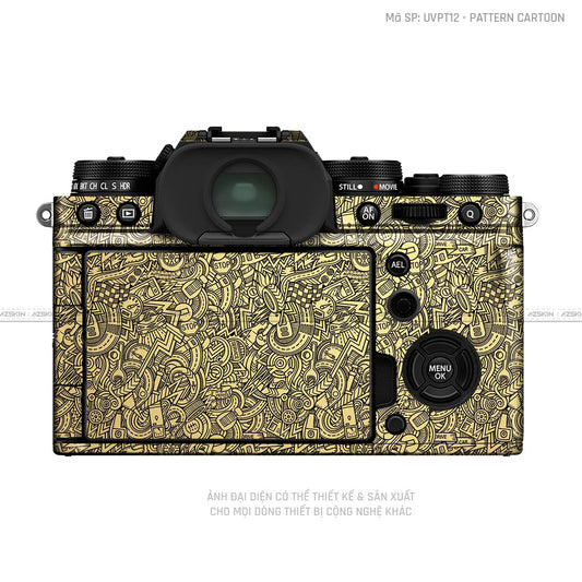 Dán Skin Máy Ảnh Fujifilm Vân Nổi Pattern Cartoon Vàng Gold | UVPT12