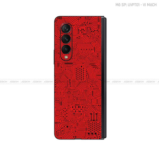 Dán Skin Galaxy Z Fold3 Vân Vi Mạch Đỏ | UVPT01