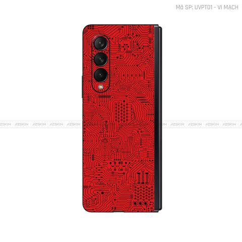Dán Skin Galaxy Z Fold3 Vân Vi Mạch Đỏ | UVPT01