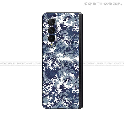 Dán Skin Galaxy Z Fold4 Vân Nổi Camo Digital Xanh | UVPT11