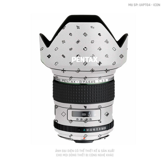 Dán Skin Ống Kính Pentax Vân Nổi Pattern ICon Trắng | UVPT04