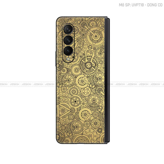 Dán Skin Galaxy Z Fold3 Vân Động Cơ Vàng Đồng | UVPT18