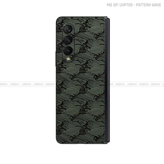 Dán Skin Galaxy Z Fold4 Vân Nổi Pattern Wave Xanh | UVPT09
