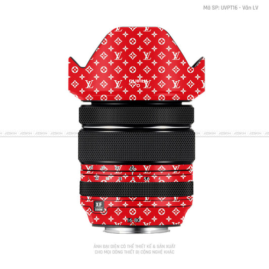 Dán Skin Ống Kính Fujifilm Vân LV Đỏ Trắng | UVPT16
