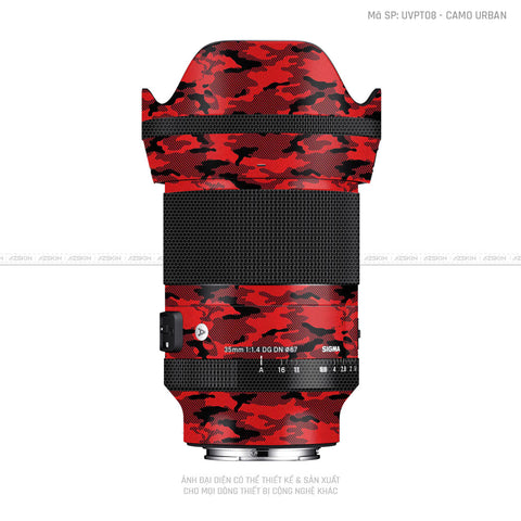 Dán Skin Ống Kính Sigma Vân Nổi Camo Urban Đỏ | UVPT08