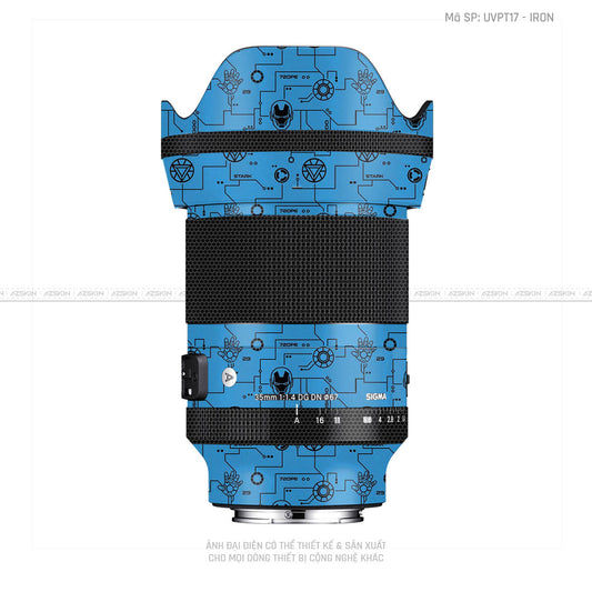 Dán Skin Ống Kính Sigma Vân Nổi Pattern Ironman Xanh | UVPT17