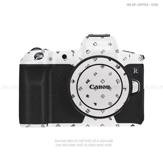 Dán Skin Máy Ảnh Canon Vân Nổi ICON Trắng| UVPT04