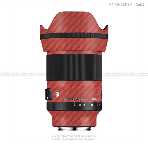 Dán Skin Ống Kính Sigma Màu Nổi Carbon Đỏ | AZFILM - CA04