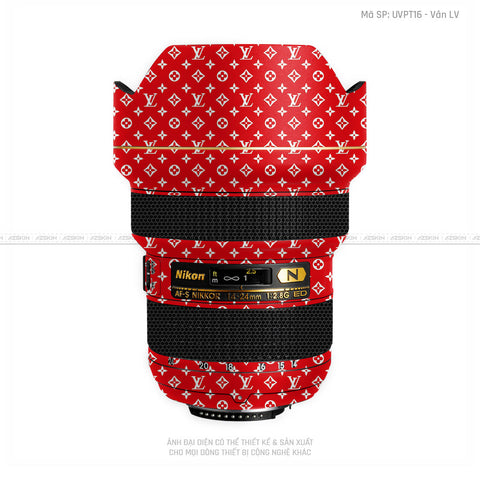 Dán Skin Ống Kính Nikon Vân Pattern LV Đỏ Trắng | UVPT16