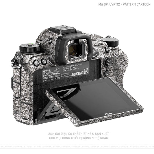 Dán Skin Máy Ảnh Nikon Vân Nổi Pattern Cartoon Trắng | UVPT12