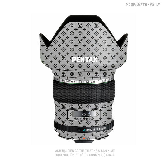 Dán Skin Ống Kính Pentax Vân Nổi Pattern LV Bạc | UVPT16