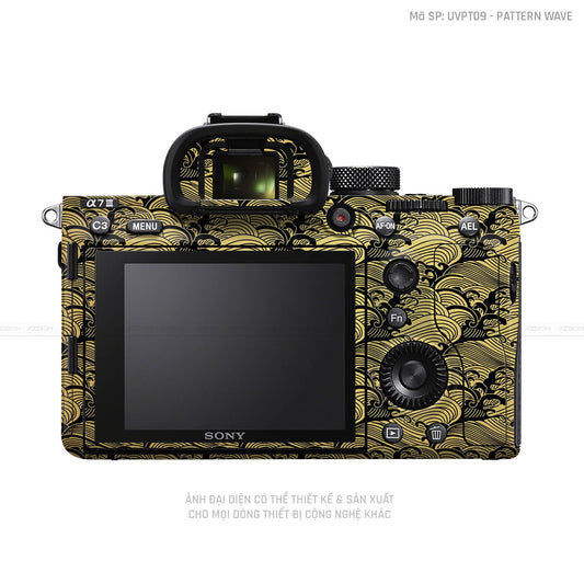 Dán Skin Máy Ảnh Sony Vân PATTERN WAVE Vàng Đồng | UVPT09