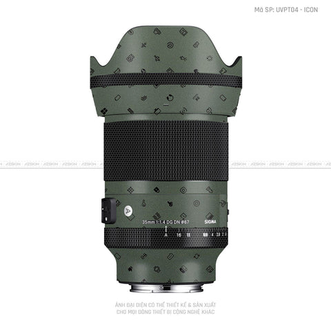 Dán Skin Ống Kính Sigma Vân Nổi Pattern Icon Xanh | UVPT04