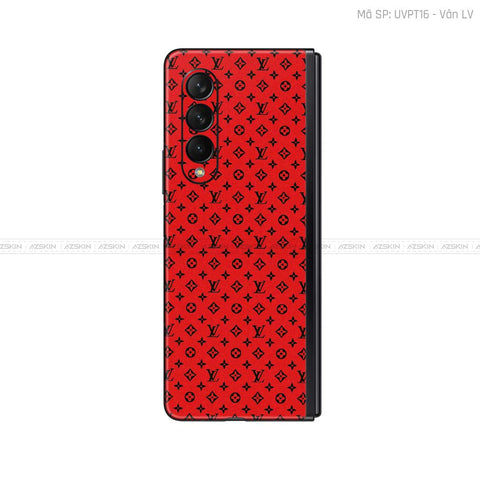 Dán Skin Galaxy Z Fold3 Vân LV Đỏ Đen | UVPT16