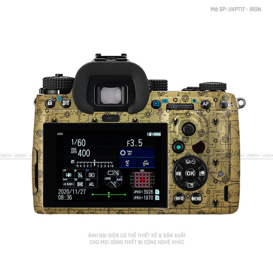 Dán Skin Máy Ảnh Pentax Vân Nổi Động Cơ Vàng Đồng | UVPT18