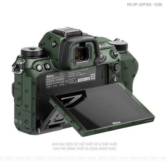 Dán Skin Máy Ảnh Nikon Vân Nổi Pattern Icon Xanh | UVPT04