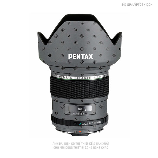 Dán Skin Ống Kính Pentax Vân Nổi Pattern ICon Xám | UVPT04