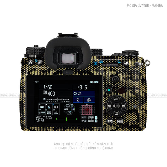 Dán Skin Máy Ảnh Pentax Vân Nổi Mamba Vàng | UVPT05