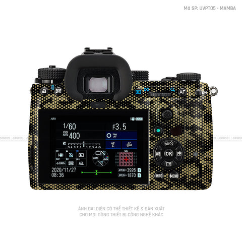 Dán Skin Máy Ảnh Pentax Vân Nổi Mamba Vàng | UVPT05