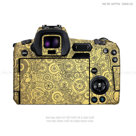 Dán Skin Máy Ảnh Canon Vân Nổi Pattern Động Cơ Vàng Gold | UVPT18