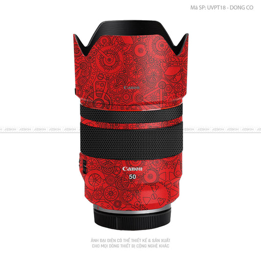Dán Skin Ống Kính Canon Vân Nổi Động Cơ Đỏ | UVPT18