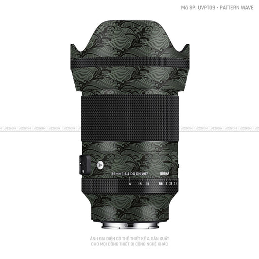Dán Skin Ống Kính Sigma Vân Nổi Pattern Wave Xanh | UVPT09