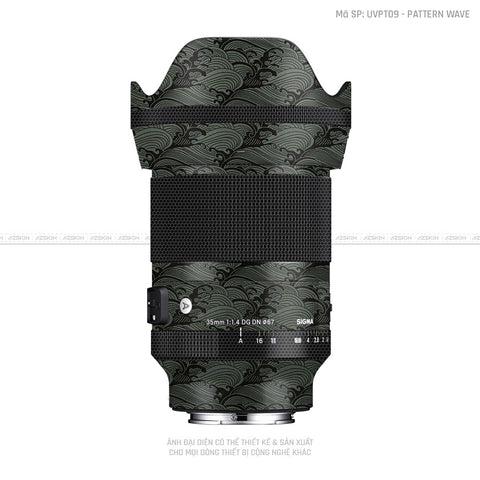 Dán Skin Ống Kính Sigma Vân Nổi Pattern Wave Xanh | UVPT09