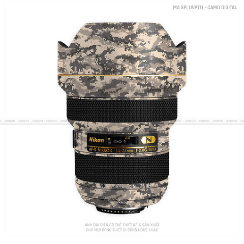 Dán Skin Ống Kính Nikon Vân Nổi Camo Digital Vàng Cát | UVPT11
