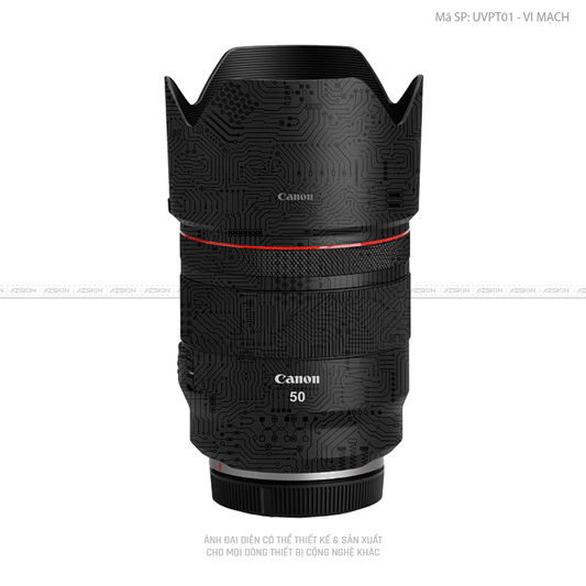 Dán Skin Ống Kính Canon Vân Nổi Vi Mạch Đen | UVPT01