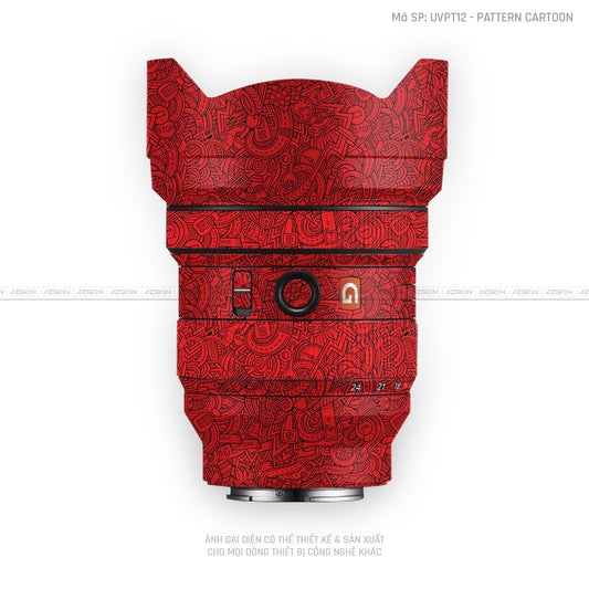 Dán Skin Ống Kính Sony Vân Nổi Pattern Cartoon Đỏ | UVPT12