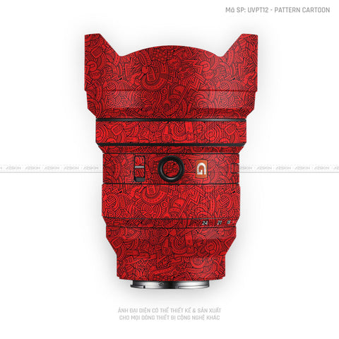 Dán Skin Ống Kính Sony Vân Nổi Pattern Cartoon Đỏ | UVPT12