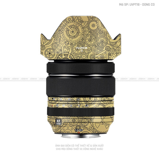 Dán Skin Ống Kính Fujifilm Vân Nổi Ironman Động Cơ Vàng Đồng | UVPT18