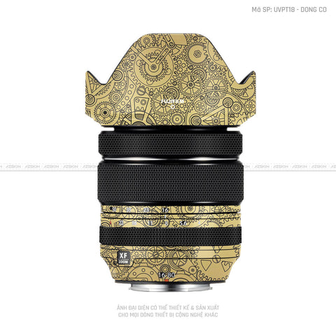 Dán Skin Ống Kính Fujifilm Vân Nổi Ironman Động Cơ Vàng Đồng | UVPT18