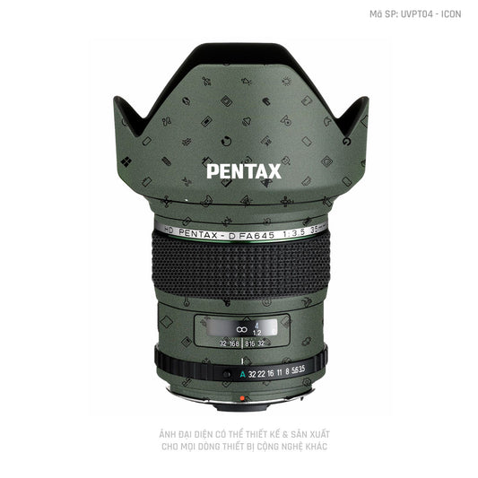 Dán Skin Ống Kính Pentax Vân Nổi Pattern ICon Xanh | UVPT04