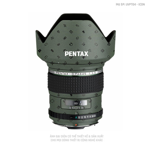 Dán Skin Ống Kính Pentax Vân Nổi Pattern ICon Xanh | UVPT04