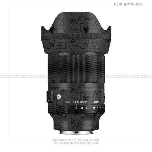 Dán Skin Ống Kính Sigma Vân Nổi Pattern Ironman Đen | UVPT17