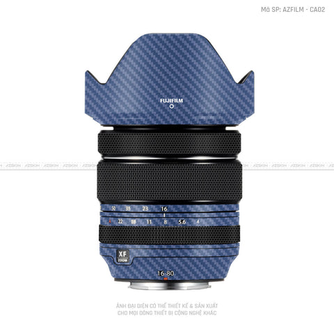 Dán Skin Ống Kính Fujifilm Vân Carbon Xanh | CA02