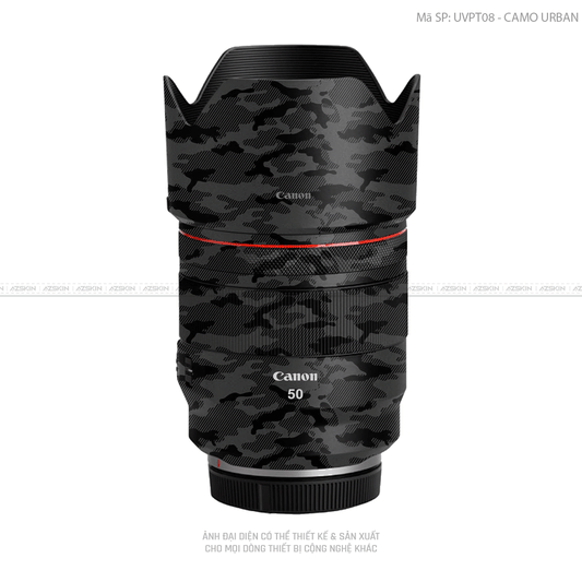 Dán Skin Ống Kính Canon Vân Nổi Camo Urban Đen | UVPT08