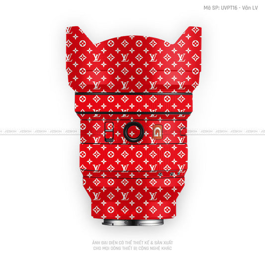 Dán Skin Ống Kính Sony Vân Nổi Pattern LV Đỏ Trắng | UVPT16