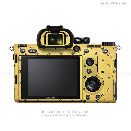 Dán Skin Máy Ảnh Sony Vân Icon Vàng Đồng | UVPT04