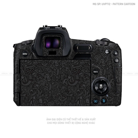 Dán Skin Máy Ảnh Canon Vân Nổi Pattern Cartoon Đen | UVPT12