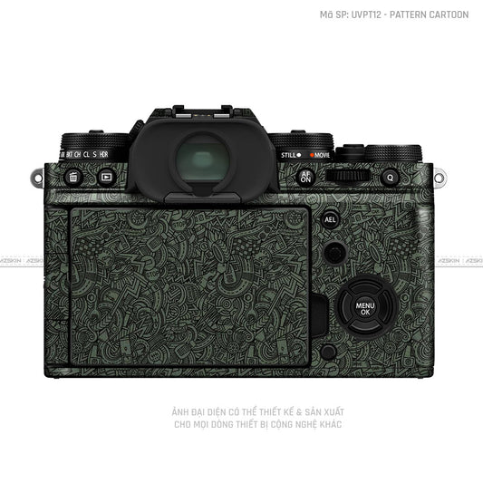 Dán Skin Máy Ảnh Fujifilm Vân Nổi Pattern Cartoon Xanh | UVPT12