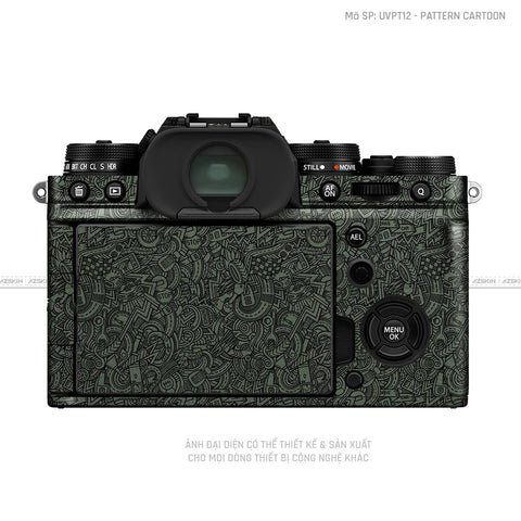 Dán Skin Máy Ảnh Fujifilm Vân Nổi Pattern Cartoon Xanh | UVPT12