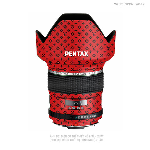 Dán Skin Ống Kính Pentax Vân Nổi Pattern LV Đỏ | UVPT16