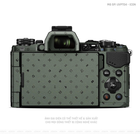 Dán Skin Máy Ảnh Olympus Vân Nổi Pattern Icon Xanh | UVPT04