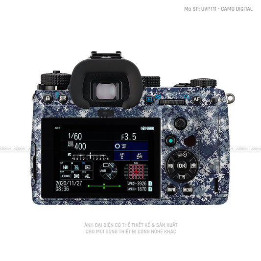 Dán Skin Máy Ảnh Pentax Vân Nổi Camo Digital Xanh | UVPT11